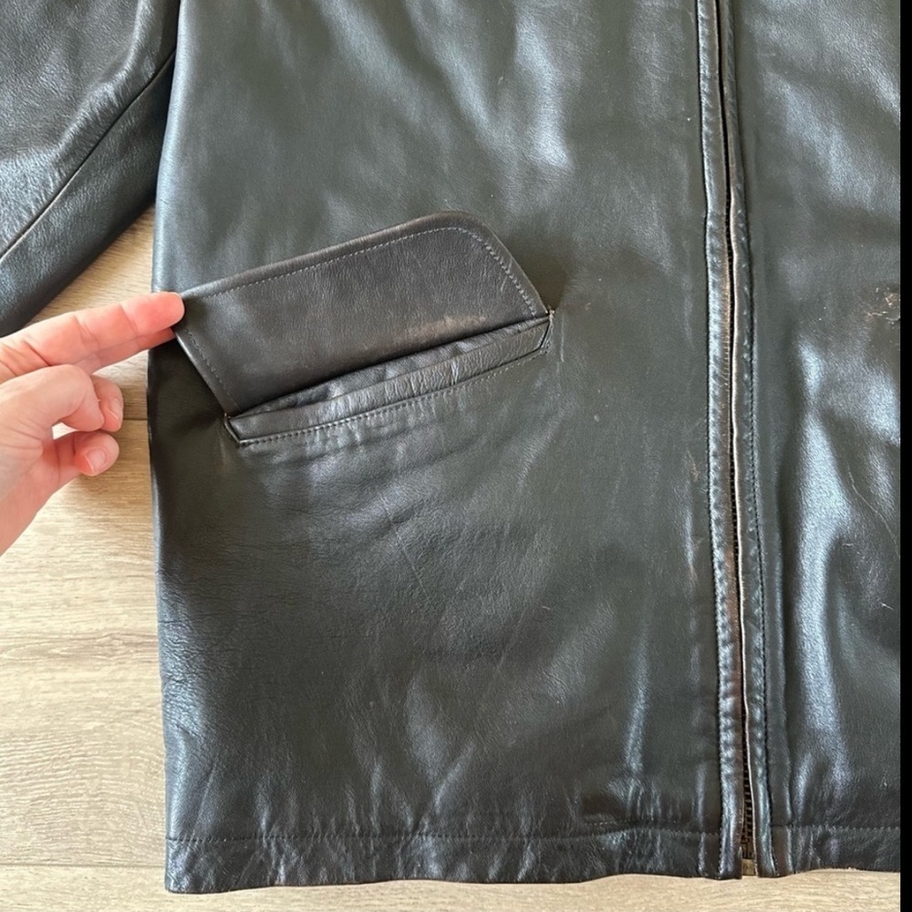 Vintage J. Crew Genuine Thick Leather Jacket Classic Fit - Picture 8 of 12